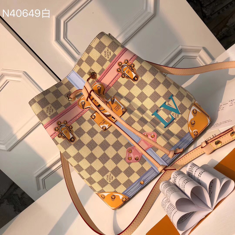 N41066 LV NeoNoe 手袋 LV白格掛鎖絲印圖案女包 LV水桶包 代購推薦