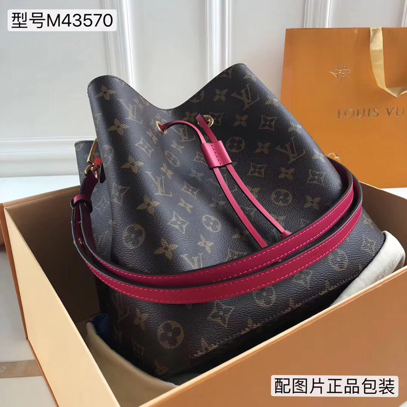 M43570 LV NEONOE 老花手袋 LV2017年春季系列 LV女包 LV水桶包 玫紅