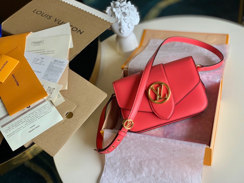 M55949 LV LV Pont 9 手袋 磨面牛皮花卉磁扣女包 菊粉色