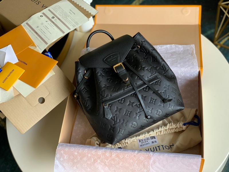 M45205 LV MONTSOURIS 雙肩包 Empreinte 壓紋皮革背包 黑色
