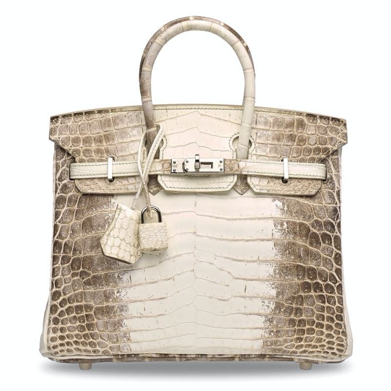 霧面白色喜馬拉雅尼羅鱷魚皮 25公分內(nèi)縫凱莉包
