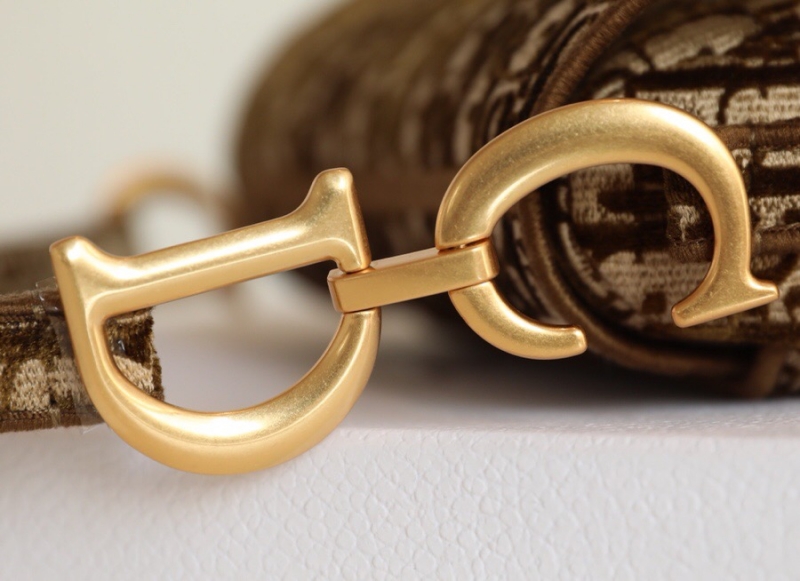 M0446 Dior Saddle手提包 棕色天鵝絨 Oblique 印花馬鞍包