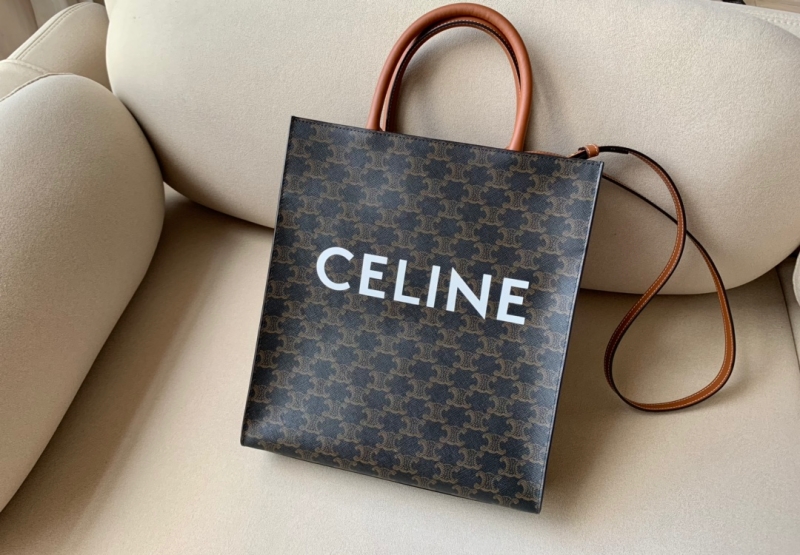 191542 Celine賽琳CABAS 小號標志印花豎款手袋 celine托特包 黃褐色