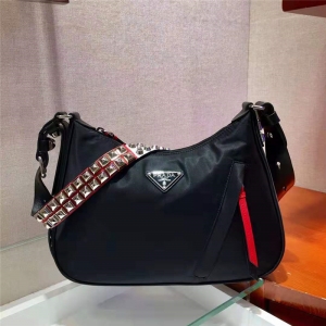 1BC087 Prada Black Nylon Hoboִ Tᔼ玧  _ ɫ