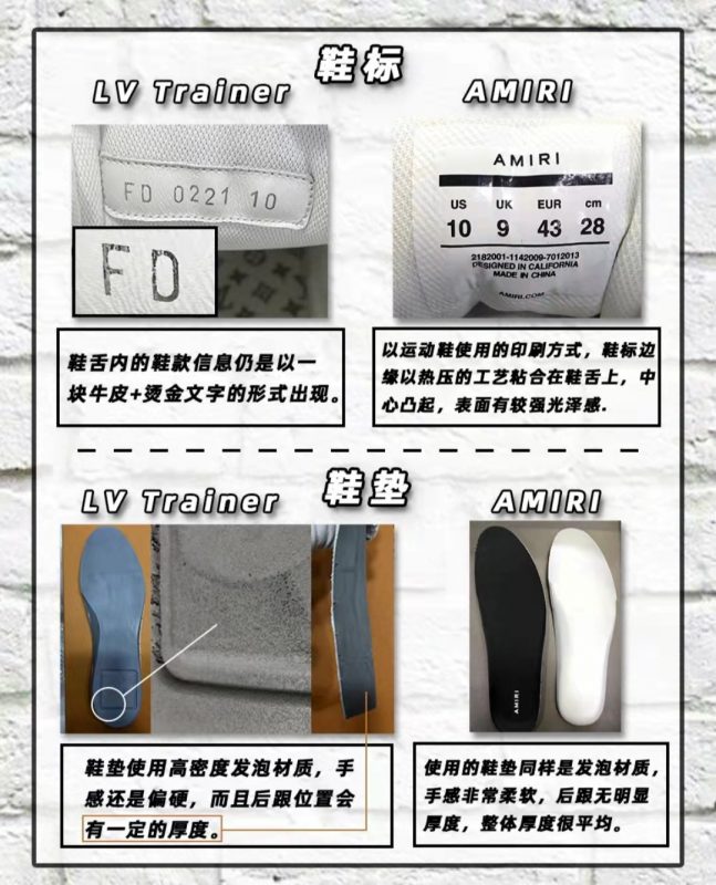 復古球鞋LV trainer和Amiri鑒定要點分享