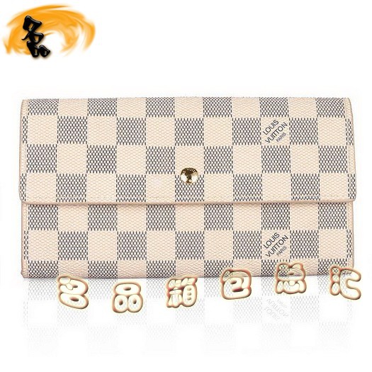 N61735 LV經(jīng)典款 LV白色棋盤格 LV女包 LV錢包 LV中長款錢包