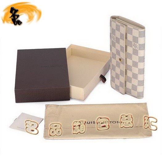 N61735 LV經(jīng)典款 LV白色棋盤格 LV女包 LV錢包 LV中長款錢包