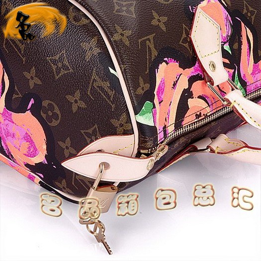 M48610 LV限量版 Speedy系列 玫瑰花涂鴉女包 LV手提包 LV枕頭包
