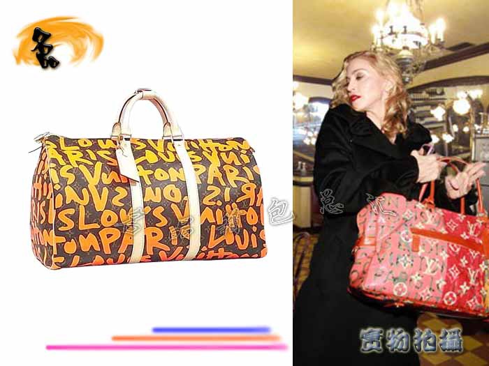 M93699 LV最新款 LV涂鴉系列 LV女包 LV手提包 LV旅行包 橙色