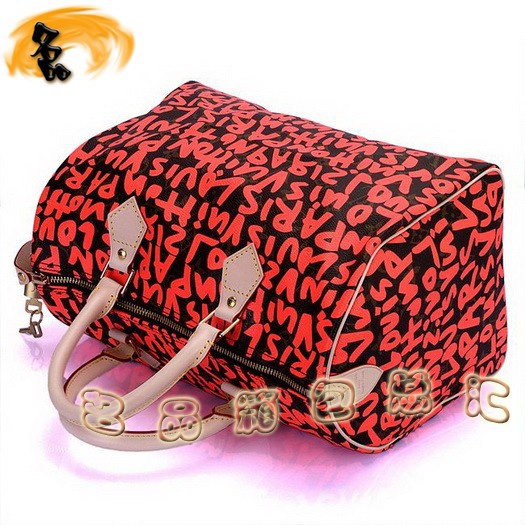 M93705 LV最新款 LV女包 LV手提包 LV涂鴉系列 LV旅行包 橙色