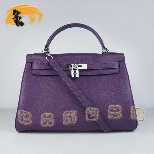6108 Hermes Kelly Bag 凱莉包 Hermes最新款 紫色荔枝紋 時尚牛皮女士 斜挎手提包