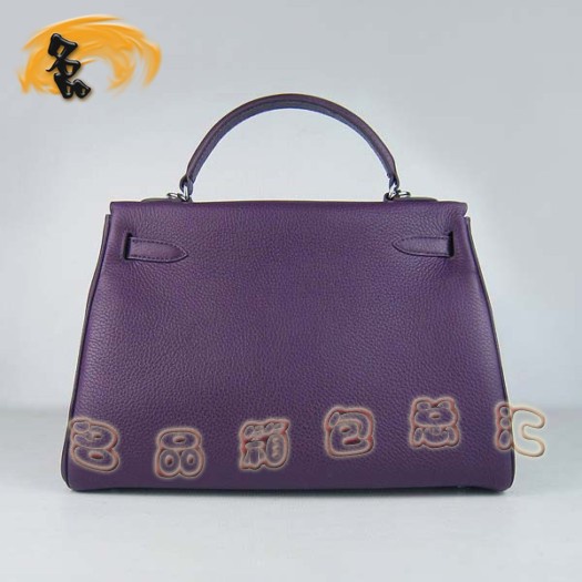 6108 Hermes Kelly Bag 凱莉包 Hermes最新款 紫色荔枝紋 時尚牛皮女士 斜挎手提包
