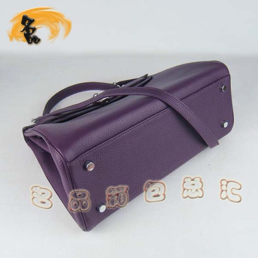 6108 Hermes Kelly Bag 凱莉包 Hermes最新款 紫色荔枝紋 時尚牛皮女士 斜挎手提包