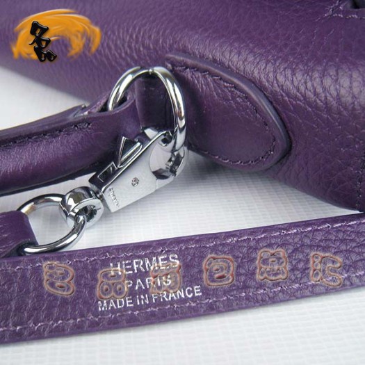 6108 Hermes Kelly Bag 凱莉包 Hermes最新款 紫色荔枝紋 時尚牛皮女士 斜挎手提包
