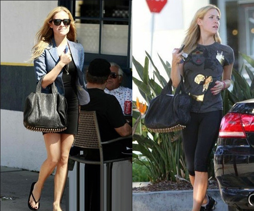 63460 熱賣新款明星酷炫 Alexander Wang/亞利山大王 柳釘手提包 黑色