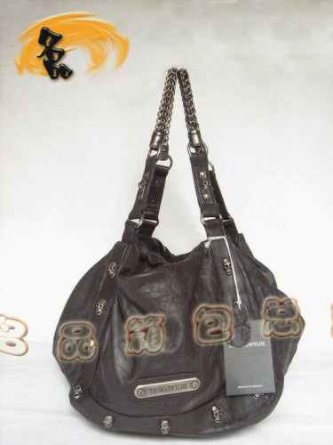 8008 THOMAS WYLDE/托馬斯 經(jīng)典款骷髏頭手提包 深啡色時(shí)尚女士單肩包