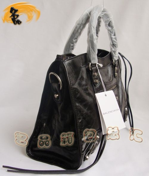 084332 BALENCIAGA最新款黑色牛皮時尚女士手提包 巴黎世家機車包 斜挎包