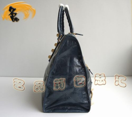 084334B 經典款寶藍色牛皮時尚女包 BALENCIAGA巴黎世家 機車包 手提包