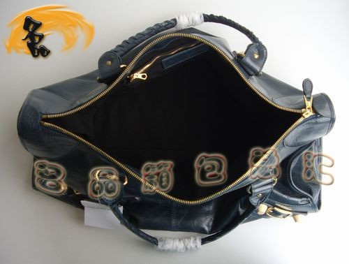 084334B 經典款寶藍色牛皮時尚女包 BALENCIAGA巴黎世家 機車包 手提包