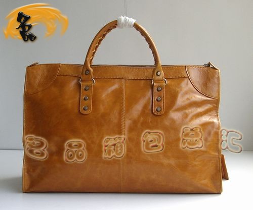 084334 BALENCIAGA巴黎世家 新款淺啡色牛皮時尚女士手提包 經典款機車包