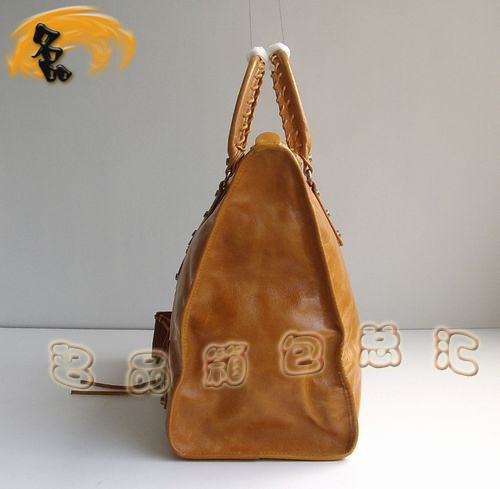 084334 BALENCIAGA巴黎世家 新款淺啡色牛皮時尚女士手提包 經典款機車包