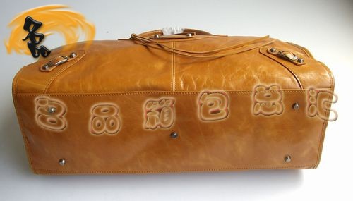 084334 BALENCIAGA巴黎世家 新款淺啡色牛皮時尚女士手提包 經典款機車包