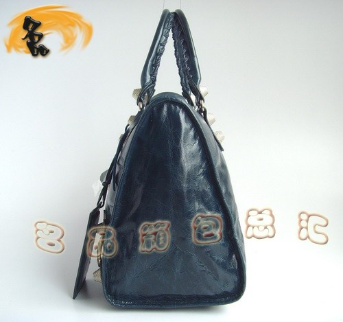 324A 巴黎世家經(jīng)典款手提包 BALENCIAGA最新款 機(jī)車包 寶藍(lán)色牛皮時(shí)尚女包