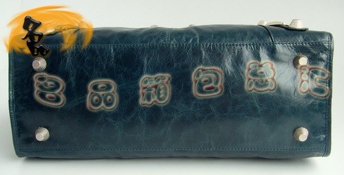324A 巴黎世家經(jīng)典款手提包 BALENCIAGA最新款 機(jī)車包 寶藍(lán)色牛皮時(shí)尚女包