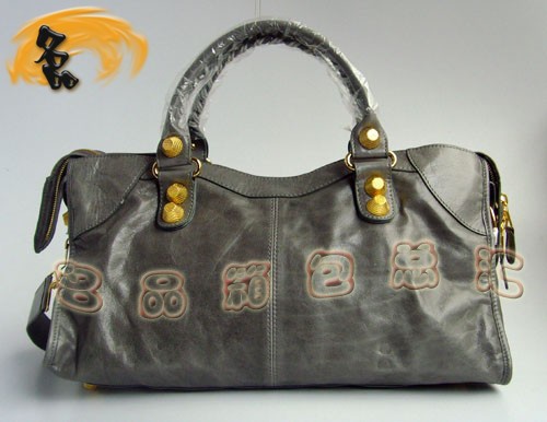 084328B BALENCIAGA 巴黎世家 經典機車包 深灰色 新款休閑手提包 斜挎包