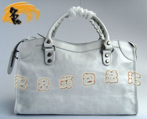 084332 新款淺灰色時尚牛皮女士斜挎包 BALENCIAGA巴黎世家經典機車包 手提包