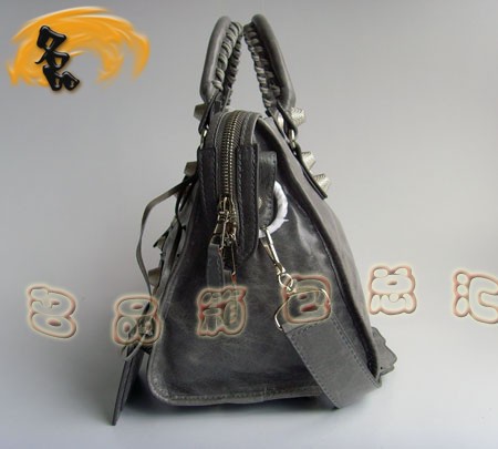 084328A 新款灰色牛皮時尚女包 BALENCIAGA經典機車包 巴黎世家流行女包