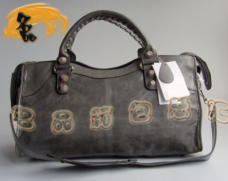 084328A 新款灰色牛皮時尚女包 BALENCIAGA經典機車包 巴黎世家流行女包