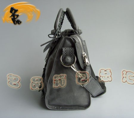 084832 新款深灰色牛皮時尚女士手提包 BLENCIAGA斜挎包 巴黎世家機車包 女包