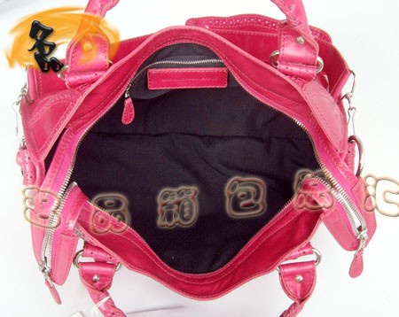 084832 新款桃紅色高檔牛皮時尚女包 BLENCIAGA 手提/斜挎包 巴黎世家機車包