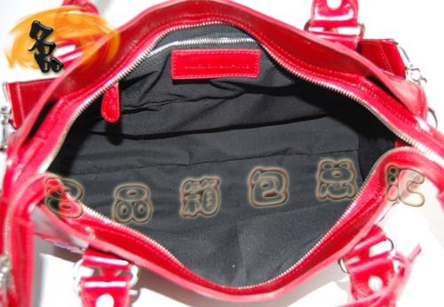 084332 BLENCIAGA新款紅配紫色牛皮編織手提包 巴黎世家機車包 經(jīng)典款斜挎包