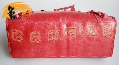 084824 BLENCIAGA 巴黎世家 新款奢華大皮釘紅色機車包 手提包