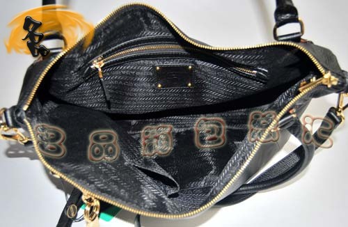 9001 Prada新款全皮時尚女士兩用包 Prada單肩包 Prada斜挎包 黑色