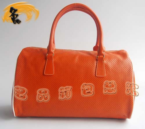 29144 Prada時尚女包 普拉達奢華明星網孔真皮手提包 十色可選 橙色