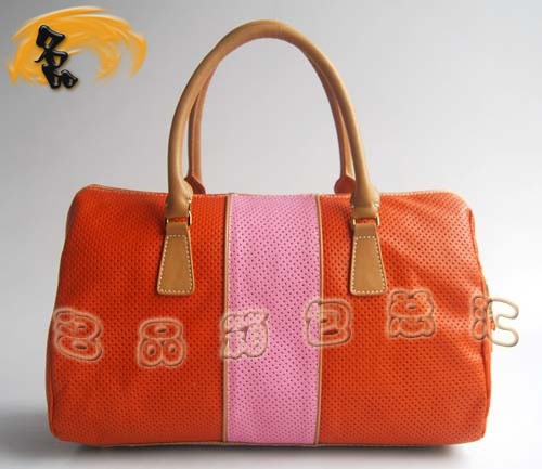 29144 Prada時尚女包 普拉達奢華明星網孔真皮手提包 十色可選 橙配粉