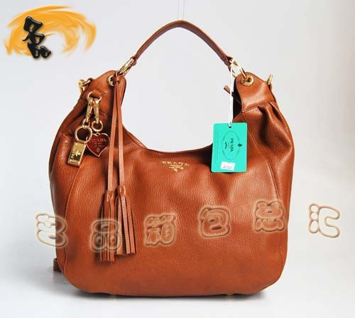 29103 Prada最新款全皮兩用女包 Prada手提包 Prada斜挎包 流蘇 土黃色