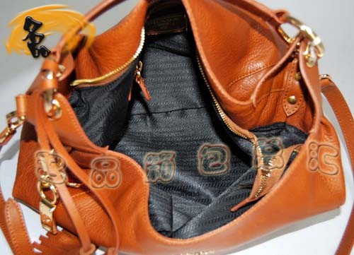 29103 Prada最新款全皮兩用女包 Prada手提包 Prada斜挎包 流蘇 土黃色