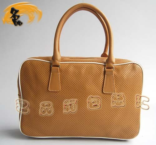 29152 Prada最新款 小孔高檔牛皮女包 Prada手提包 Prada經典款 杏色