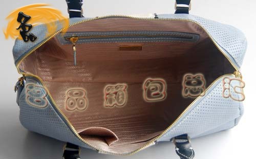 29144 Prada時尚女包 普拉達奢華明星網孔真皮手提包 十色可選 藍配白