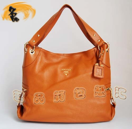 69525 正品品質 Prada新款全皮淺啡色女包 普拉達 Prada手提包
