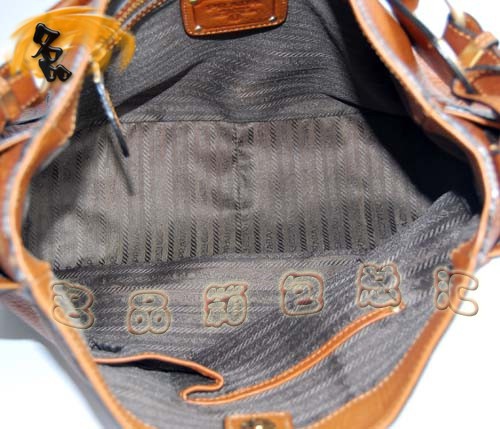 80041 Prada單肩包 Prada最新款高檔牛皮女包 Prada手提 手挽包 淺啡色