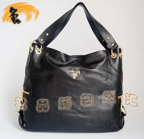69525 正品品質 Prada新款全皮黑色女包 普拉達 Prada手提包