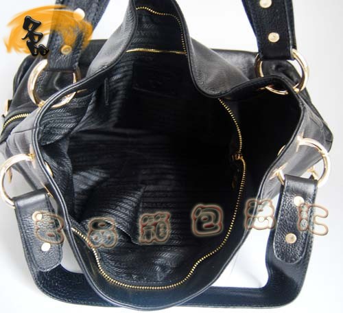 69525 正品品質 Prada新款全皮黑色女包 普拉達 Prada手提包