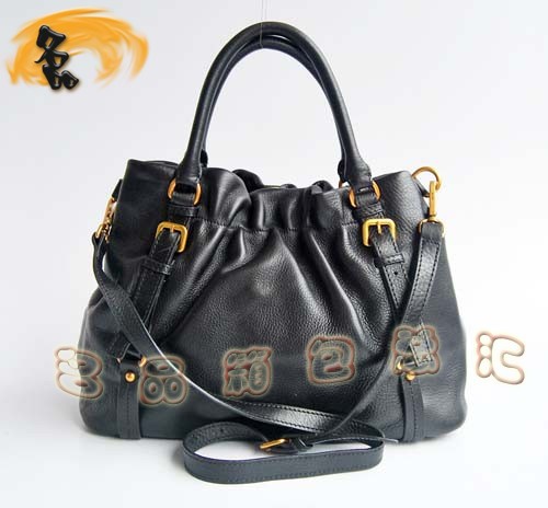 80043 普拉達熱賣新款牛皮兩用女包 Prada手提包 Prada斜挎包 黑色