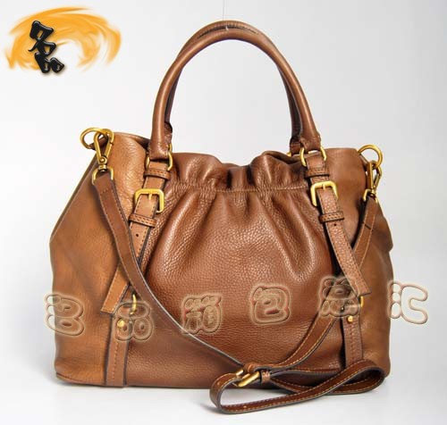 80043 普拉達熱賣新款牛皮兩用女包 Prada手提包 Prada斜挎包 土黃色