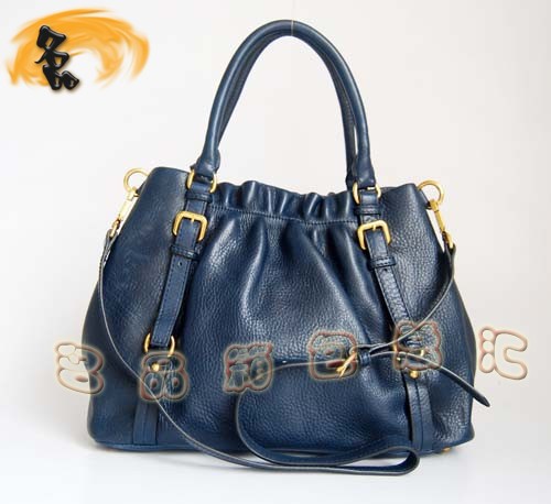 80043 普拉達(dá)熱賣(mài)新款牛皮兩用女包 Prada手提包 Prada斜挎包 深藍(lán)色